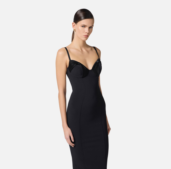 Elisabetta Franchi Robe En Crêpe Avec Nœuds En Satin