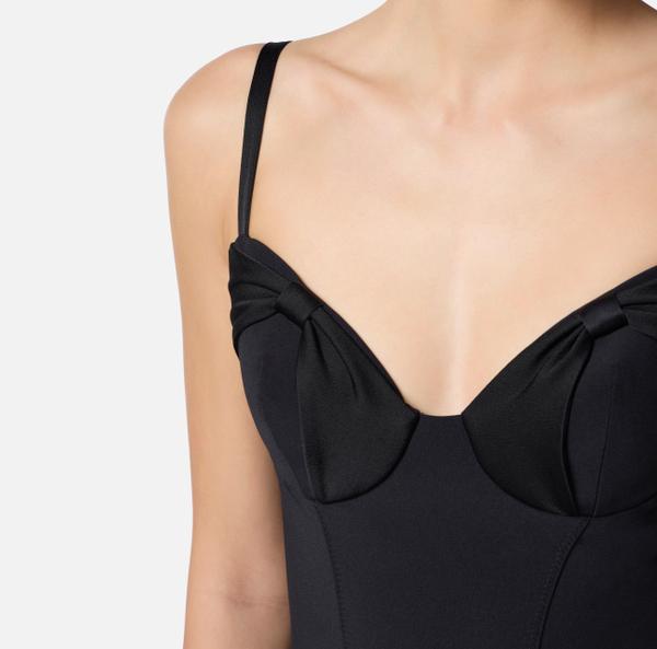 Elisabetta Franchi Robe En Crêpe Avec Nœuds En Satin