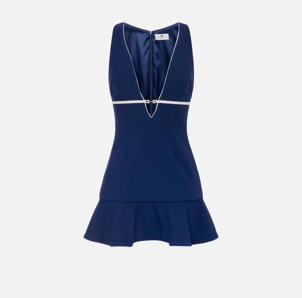 elisabetta franchi Robe en crêpe avec piping et mors bijou