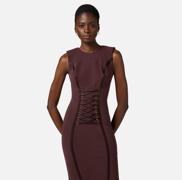 Elisabetta Franchi Robe En Crêpe Stretch Avec Lacets Croisés