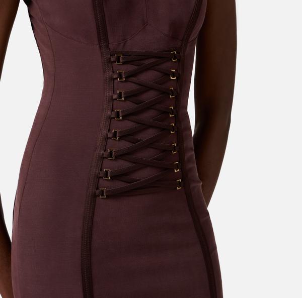 Elisabetta Franchi Robe En Crêpe Stretch Avec Lacets Croisés