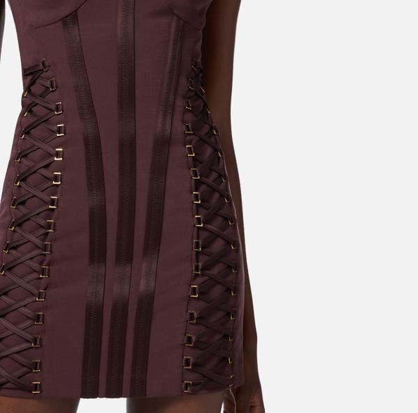 Elisabetta Franchi Robe En Crêpe Stretch Avec Lacets Croisés