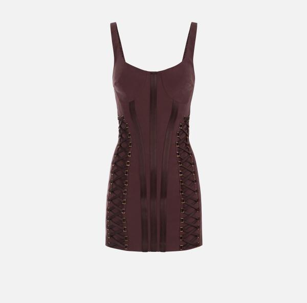 elisabetta franchi Robe en crêpe stretch avec lacets croisés
