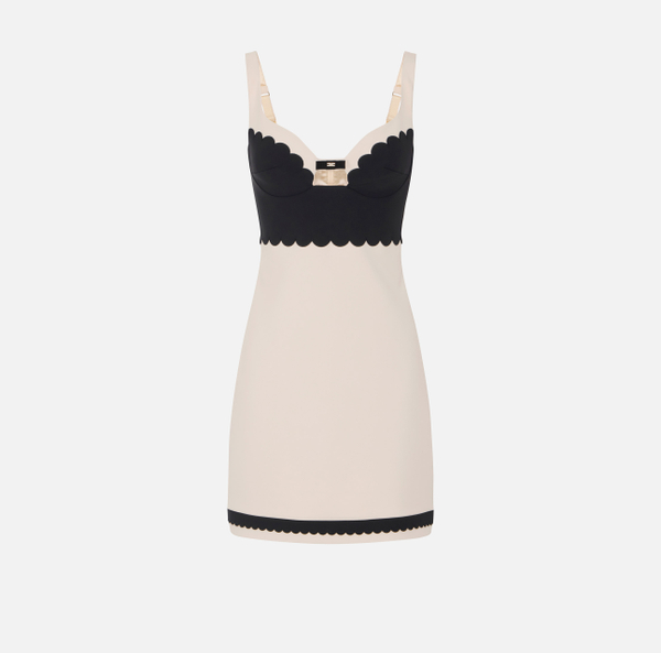 elisabetta franchi Robe en double crêpe stretch avec feston brodé