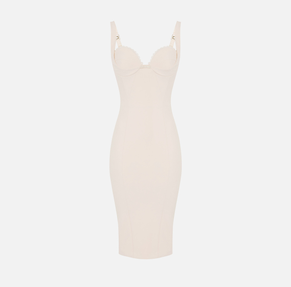 elisabetta franchi Robe en double crêpe stretch avec feston brodé