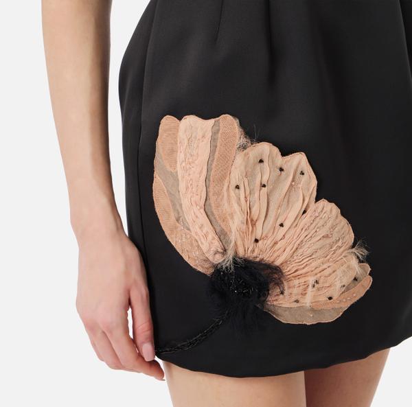 Elisabetta Franchi Robe En Duchesse Avec Fleur Brodée