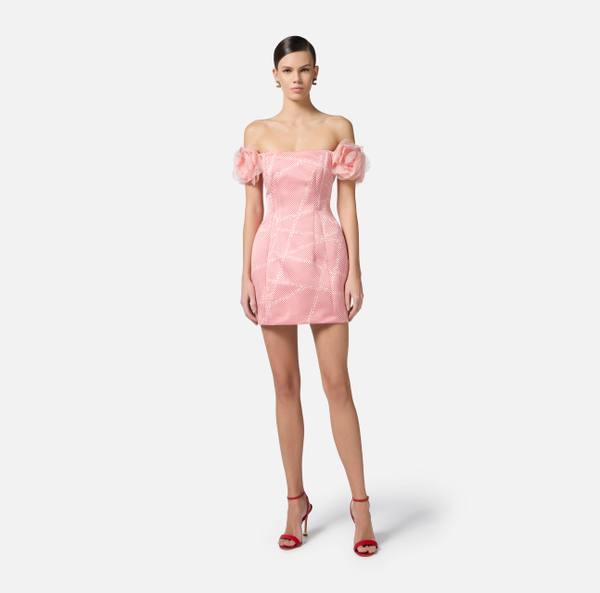 Elisabetta Franchi Robe En Duchesse Avec Imprimé Pois Et Rubans