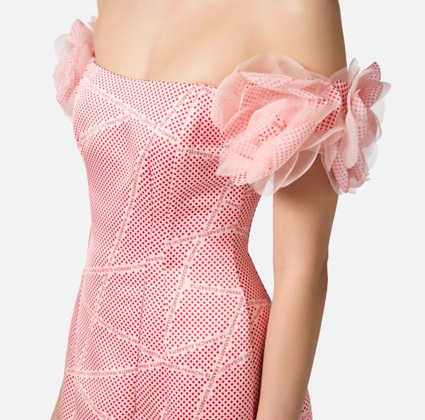 Elisabetta Franchi Robe En Duchesse Avec Imprimé Pois Et Rubans