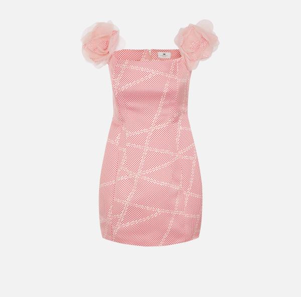 elisabetta franchi Robe en duchesse avec imprimé pois et rubans