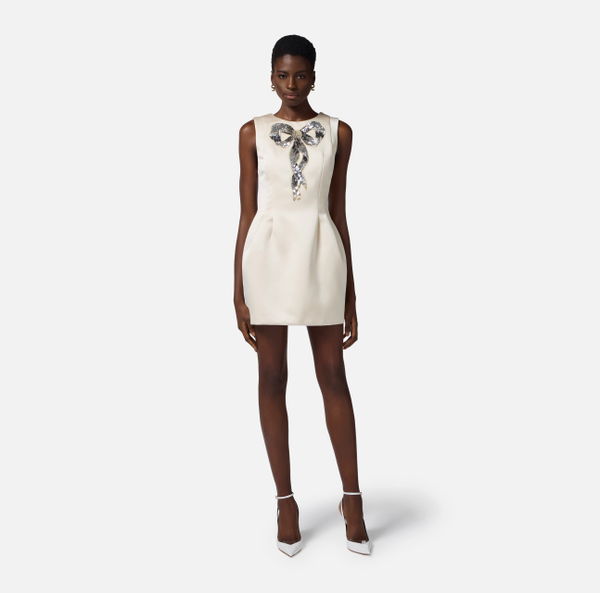 Elisabetta Franchi Robe En Duchesse Avec Nœud En Sequins