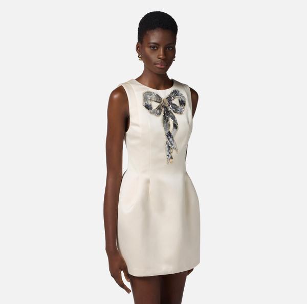 Elisabetta Franchi Robe En Duchesse Avec Nœud En Sequins
