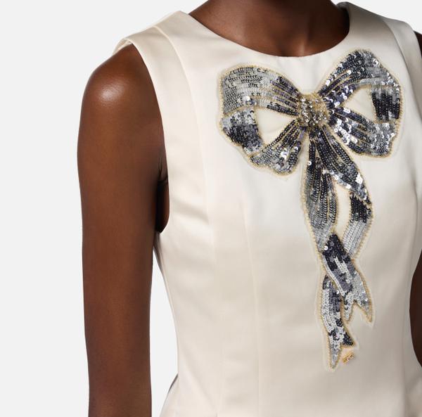 Elisabetta Franchi Robe En Duchesse Avec Nœud En Sequins