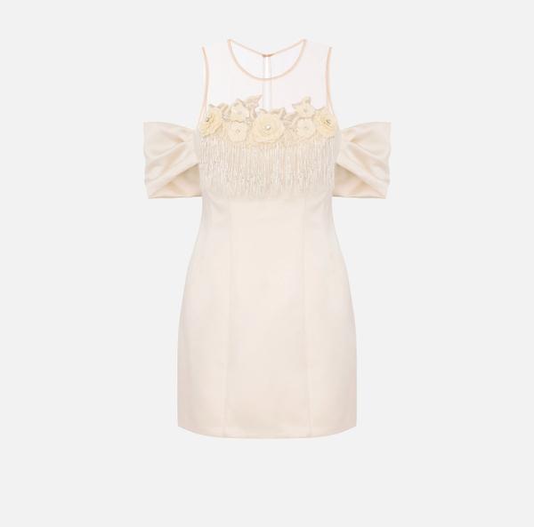 elisabetta franchi Robe en duchesse et tulle avec broderies florales