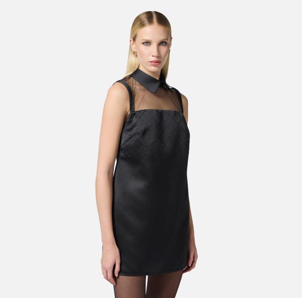 Elisabetta Franchi Robe En Duchesse Et Tulle Avec Strass