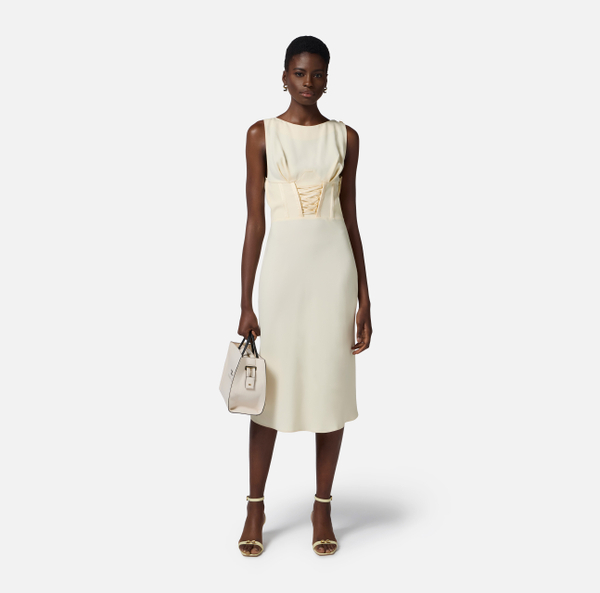 Elisabetta Franchi Robe En Envers De Satin Avec Lacets Croisés