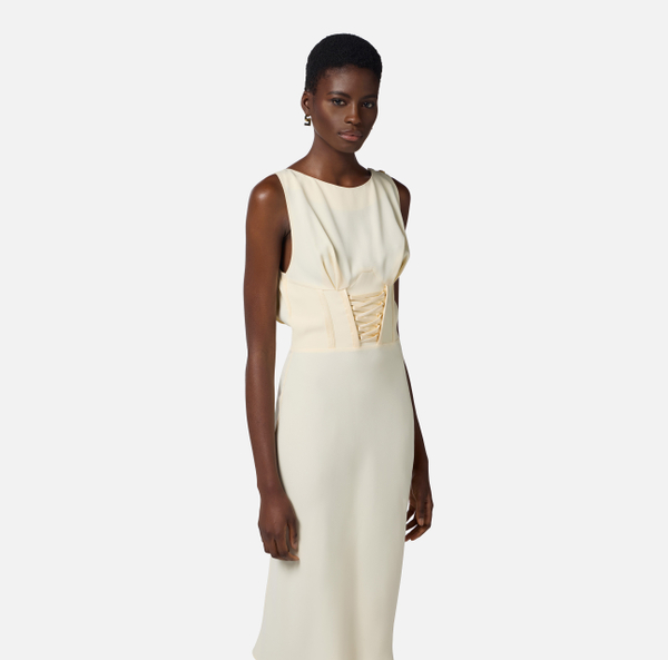 Elisabetta Franchi Robe En Envers De Satin Avec Lacets Croisés