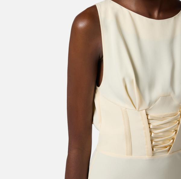 Elisabetta Franchi Robe En Envers De Satin Avec Lacets Croisés