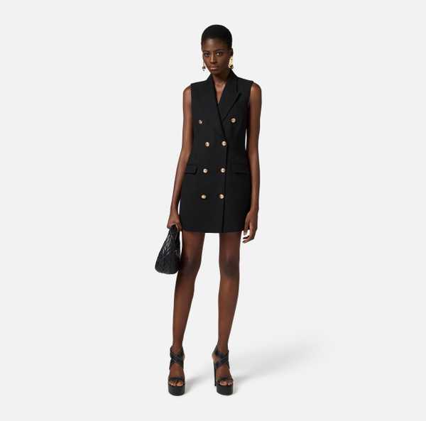 Elisabetta Franchi Robe En Gabardine De Lin Mélangé