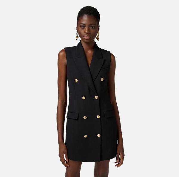 Elisabetta Franchi Robe En Gabardine De Lin Mélangé