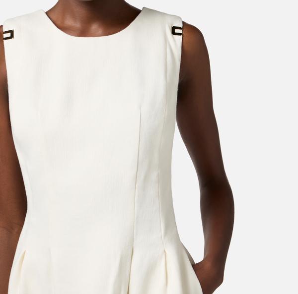 Elisabetta Franchi Robe En Gabardine De Lin Mélangé Avec Détails Logo