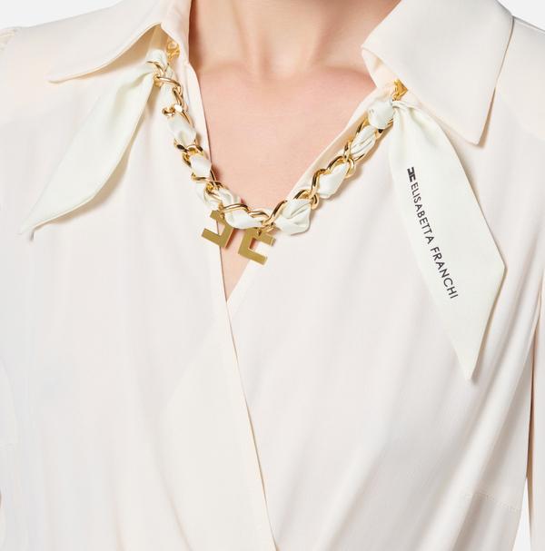 Elisabetta Franchi Robe En Georgette Avec Foulard Bijou