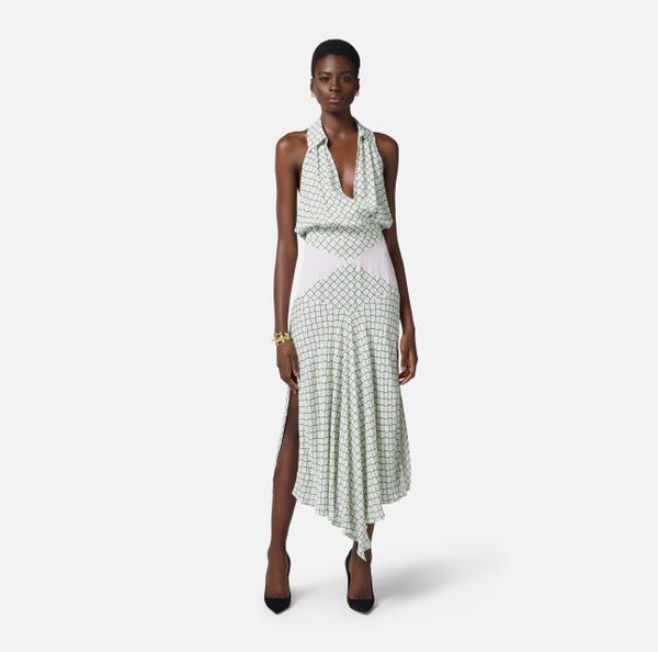 Elisabetta Franchi Robe En Georgette Avec Imprimé Losanges