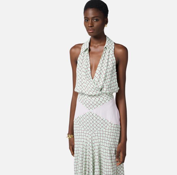 Elisabetta Franchi Robe En Georgette Avec Imprimé Losanges