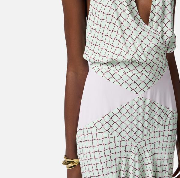 Elisabetta Franchi Robe En Georgette Avec Imprimé Losanges