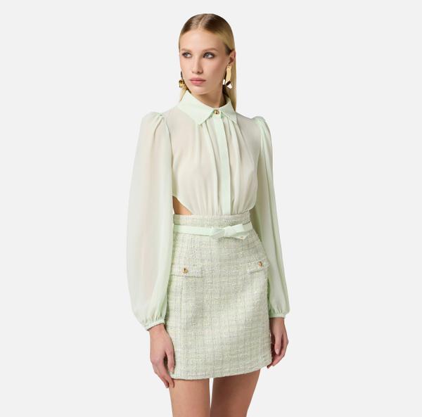 Elisabetta Franchi Robe En Georgette Et Bouclé Lurex