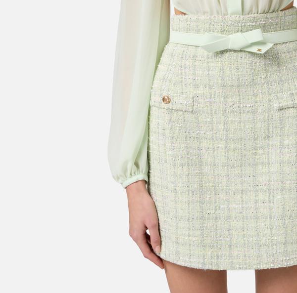 Elisabetta Franchi Robe En Georgette Et Bouclé Lurex