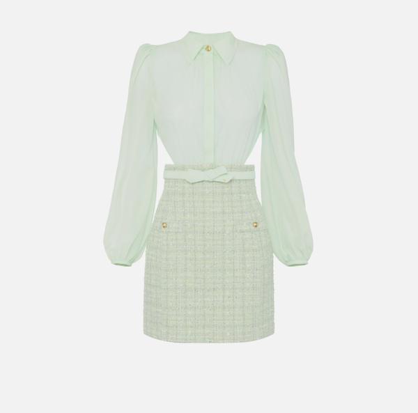 elisabetta franchi Robe en georgette et bouclé lurex