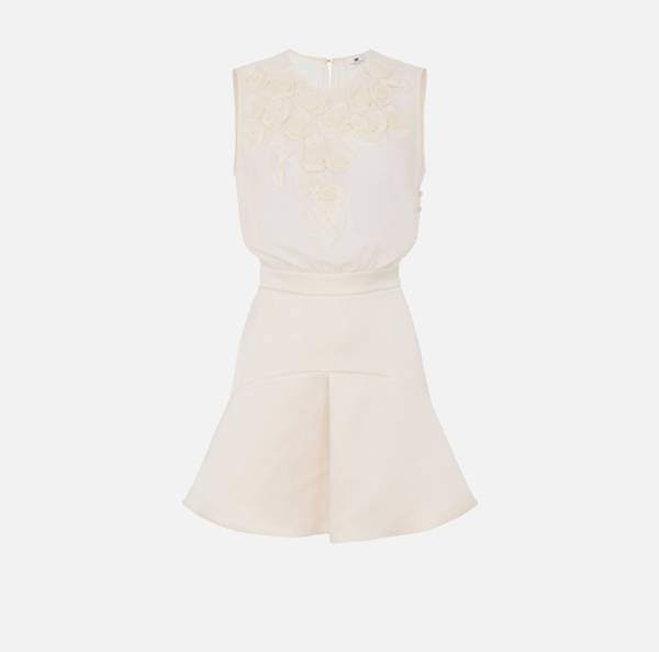 elisabetta franchi Robe en georgette et duchesse avec roses brodées