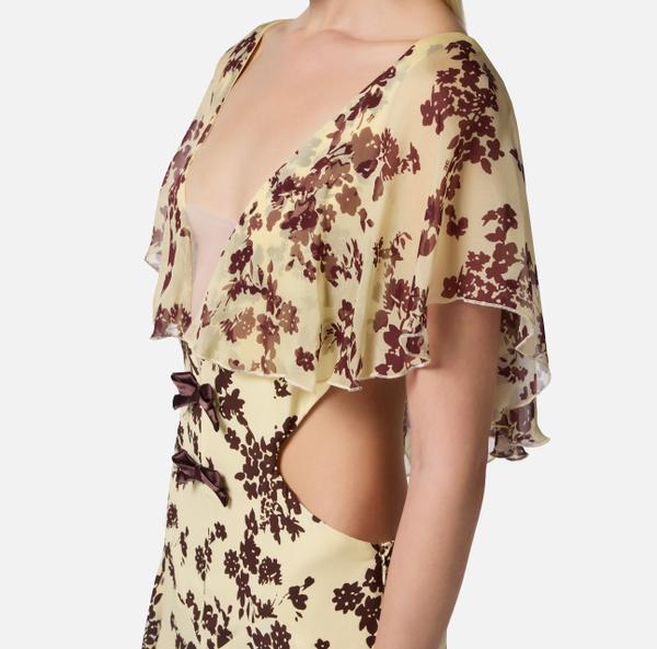 Elisabetta Franchi Robe En Georgette Imprimée Avec Pèlerine