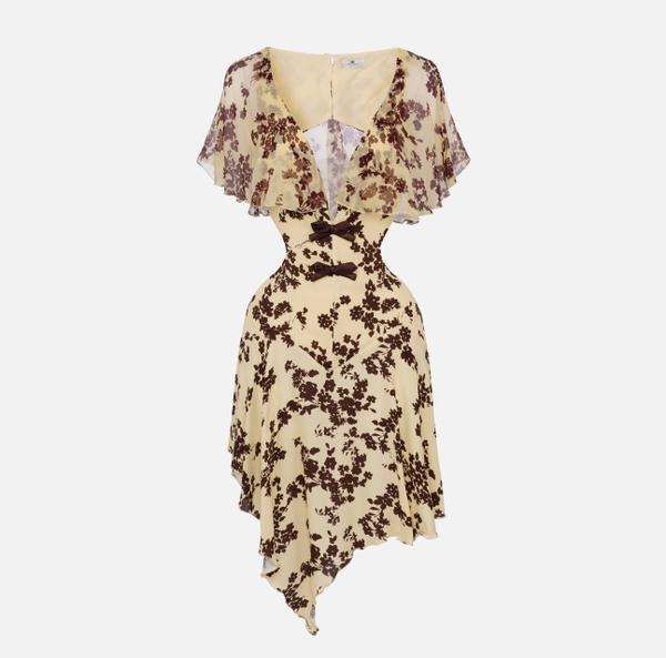 elisabetta franchi Robe en georgette imprimée avec pèlerine