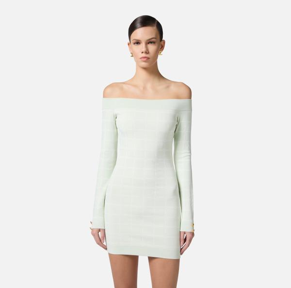 Elisabetta Franchi Robe En Jacquard à Logo Avec Décolleté Bateau