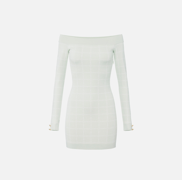 elisabetta franchi Robe en jacquard à logo avec décolleté bateau