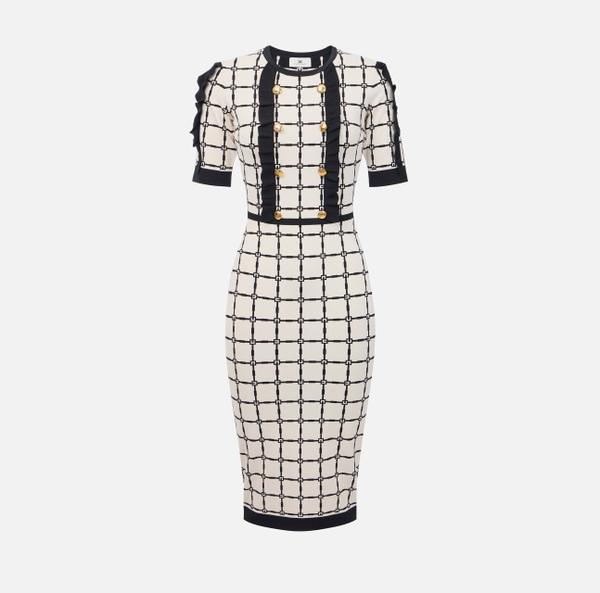 elisabetta franchi Robe en jacquard à logo avec ruches