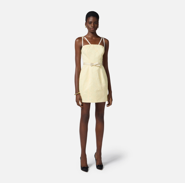 Elisabetta Franchi Robe En Jacquard Floral Avec Ceinture