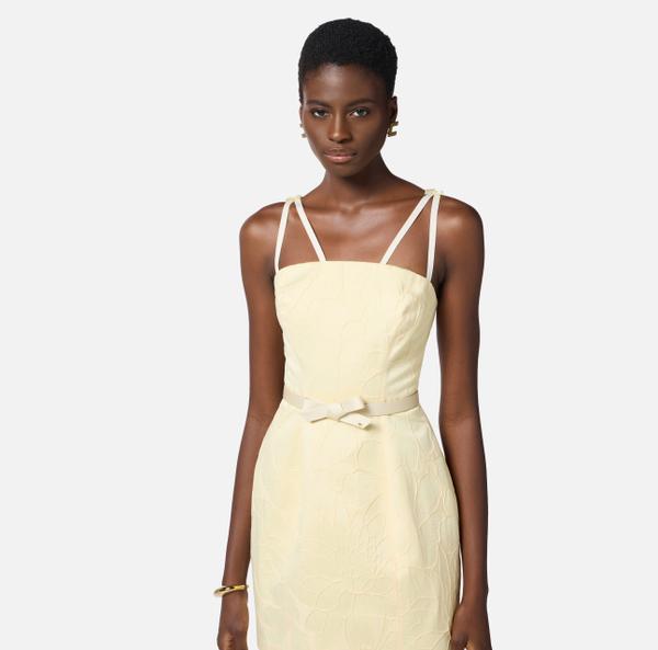 Elisabetta Franchi Robe En Jacquard Floral Avec Ceinture