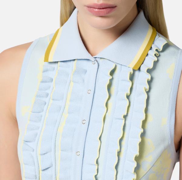 Elisabetta Franchi Robe En Jacquard Floral Avec Ruches