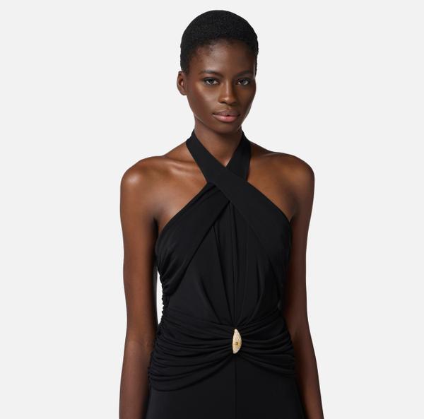 Elisabetta Franchi Robe En Jersey Léger Avec Décolleté Croisé