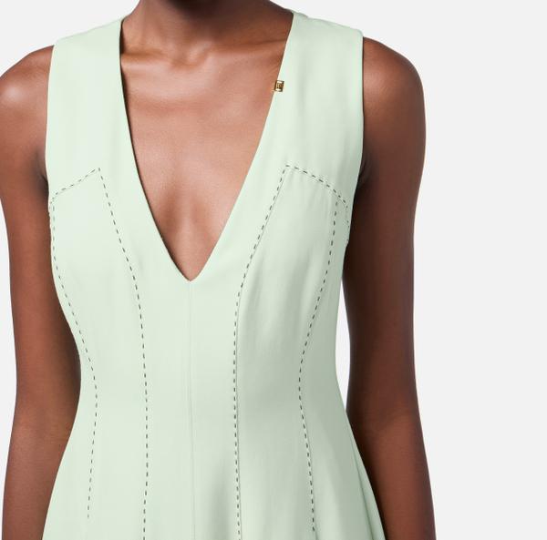 Elisabetta Franchi Robe En Laine Légère Avec Surpiqûres Contrastées