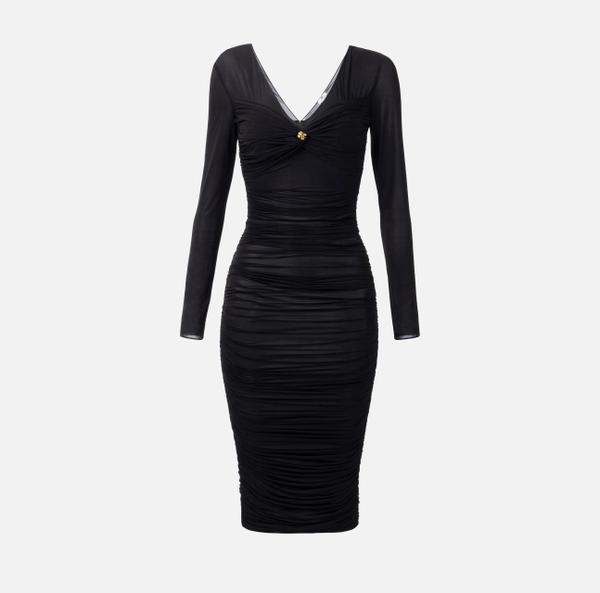 elisabetta franchi Robe en organdi stretch avec clip de nœud bijou