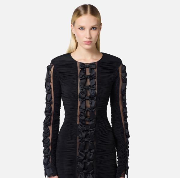 Elisabetta Franchi Robe En Organdi Stretch Avec Nœuds