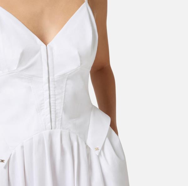 Elisabetta Franchi Robe En Popeline De Coton Avec Basque
