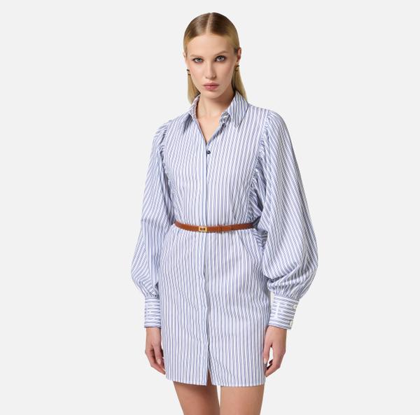 Elisabetta Franchi Robe En Popeline De Coton Avec Ceinture