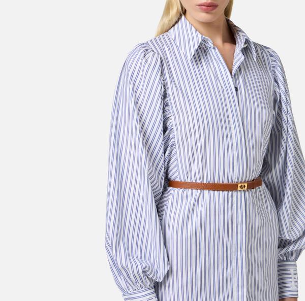 Elisabetta Franchi Robe En Popeline De Coton Avec Ceinture