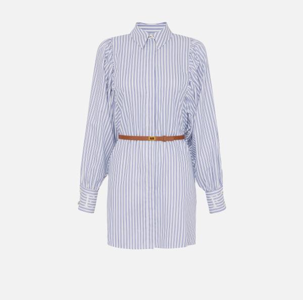 elisabetta franchi Robe en popeline de coton avec ceinture