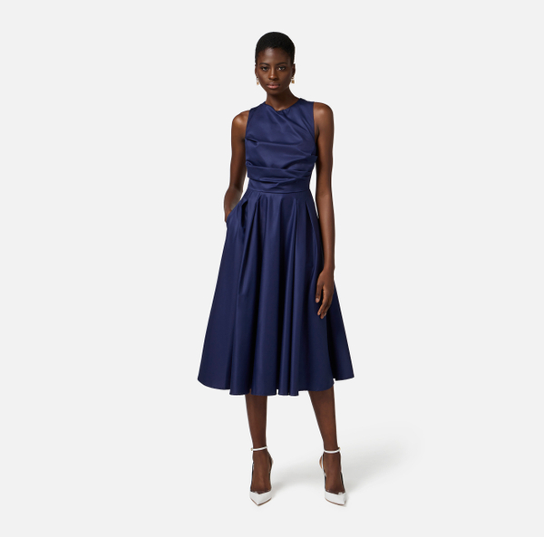 Elisabetta Franchi Robe En Popeline De Coton Avec Détail Logo