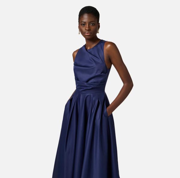 Elisabetta Franchi Robe En Popeline De Coton Avec Détail Logo